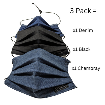 3 pack Face mask with head straps