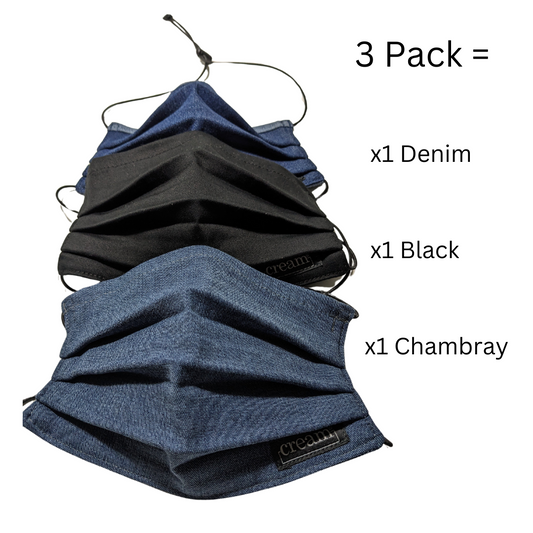 3 pack Face mask with head straps