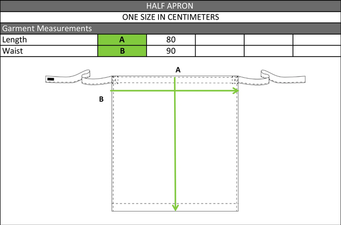 Size chart in centimetres