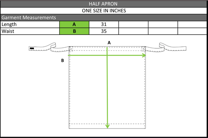 Size chart in inches