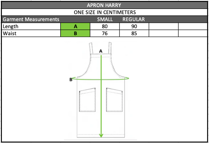 Size chart in centimetres