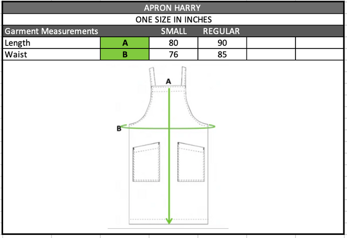 Size chart in inches