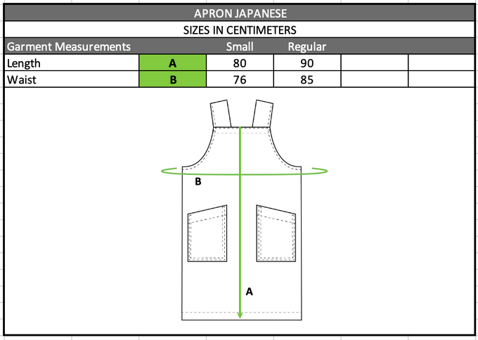 Size chart in centimetres