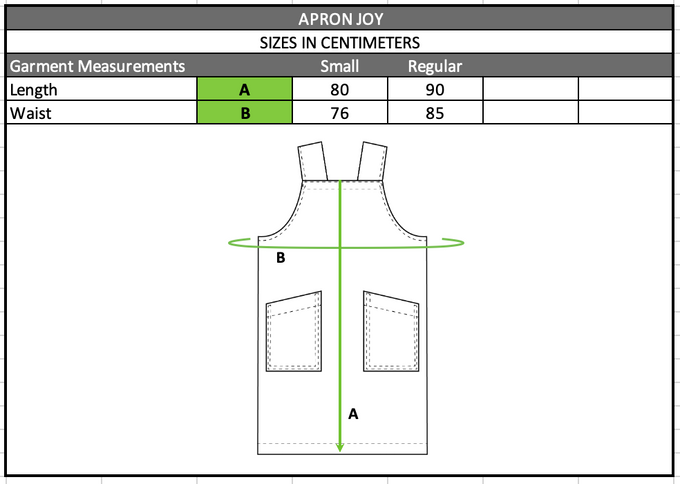Size chart in centimetres