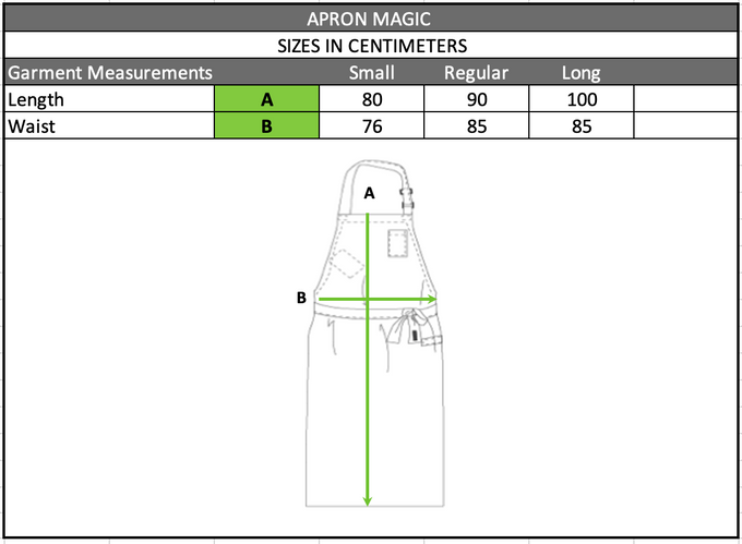 Size chart in centimetres