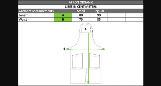 Size chart in centimetres