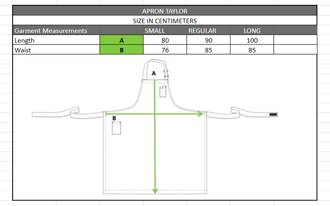 Size chart in centimetres