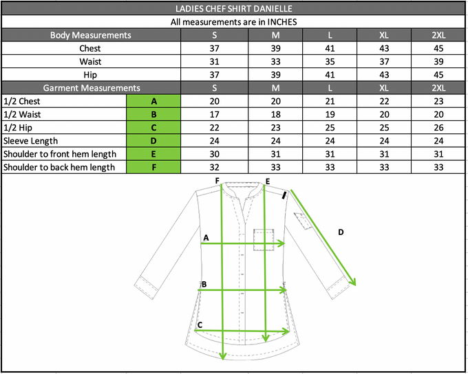 Size chart in inches