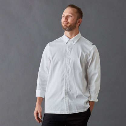 Men's French cuffed long sleeve Chef Shirt, Organic cotton
