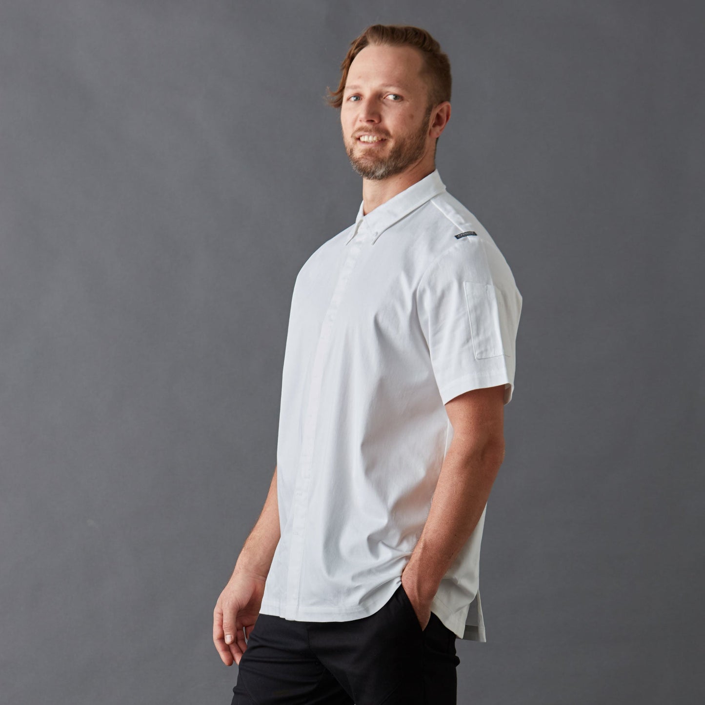 Men's White Chef Shirt Super Slick short sleeve
