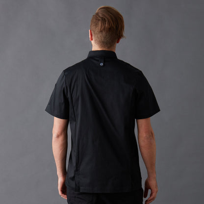 Men's-Chef-Jackets-Black-Short-Sleeve-Back