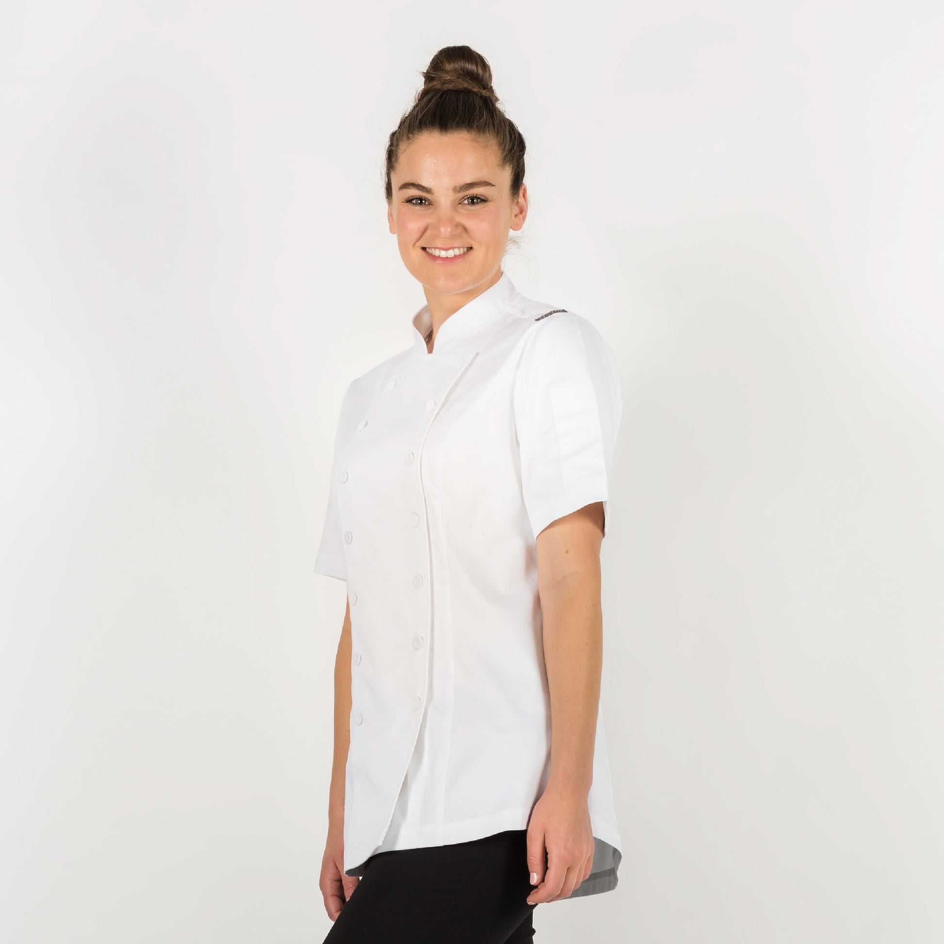 Ladies-BLISS-White-Chef-Jacket-Short-Sleeves-Side